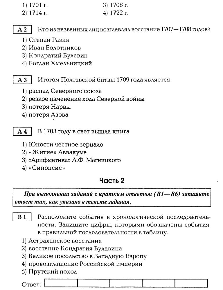 Контрольная работа по теме Войны в истории России